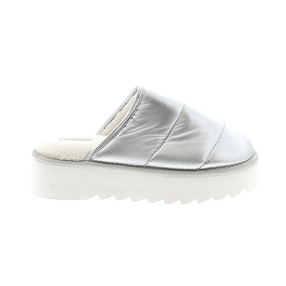 Anthropologie Silver Quilted Mules